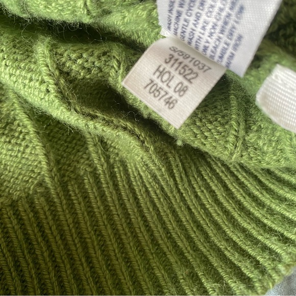 GAP Olive Green Crewneck Cable Knit Sweater M Y2K Preppy Academia Angora Cozy - Picture 6 of 8